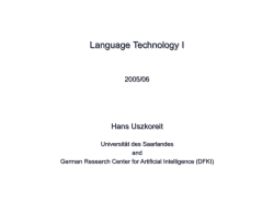 Language Technology I - coli.uni-saarland.de
