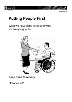 Putting People First - what we are doing Easy Read summary