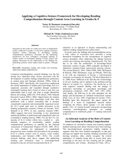Applying a Cognitive-Science Framework for Developing Reading