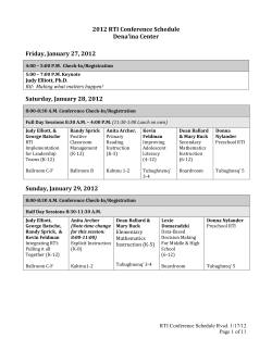 2012 RTI Conference Schedule Dena`ina Center Friday, January 27
