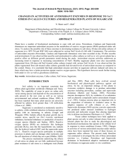 Changes in activities of antioxidant enzymes in response to