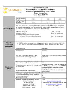 Electricity Facts Label Summer Energy LLC dba Summer Energy 12