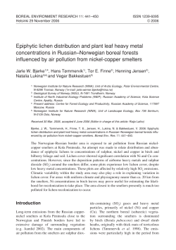 Epiphytic lichen distribution and plant leaf heavy metal