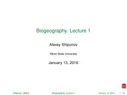 Biogeography. Lecture 1