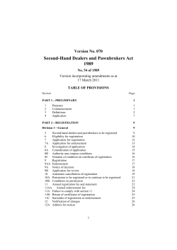 Second-Hand Dealers and Pawnbrokers Act 1989
