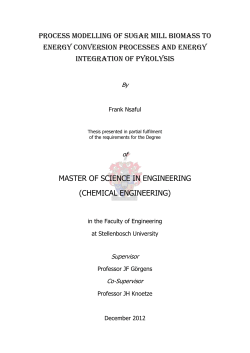 process modelling of sugar mill biomass to energy conversion