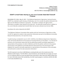 ODAFF to Hold Public Hearing on June 14 to Consider State Beef