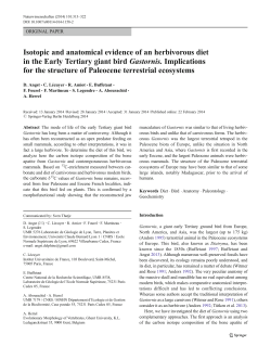 Isotopic and anatomical evidence of an herbivorous diet in the Early