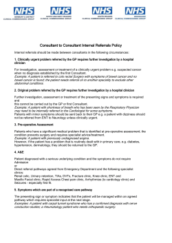 Consultant to Consultant Referral Policy