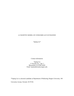 A Cognitive Model of Consumer Acculturation