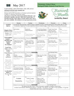 May Elementary Menu