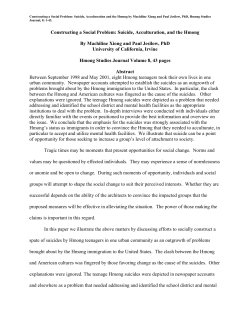 Constructing a Social Problem: Suicide, Acculturation and the Hmong