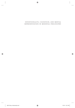 intentionality, cognition, and mental representation in medieval