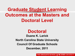 Graduate Student Learning Outcomes at the Master`s and Doctoral