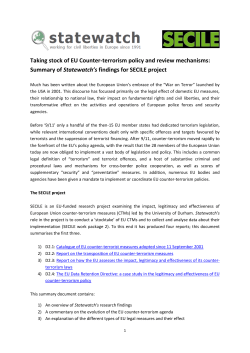 Taking stock of EU Counter-terrorism policy and review