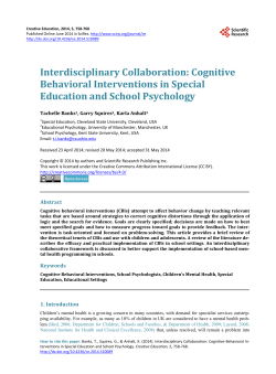 Interdisciplinary Collaboration: Cognitive Behavioral Interventions in