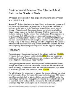Environmental Science: The Effects of Acid Rain on the Shells of Birds.
