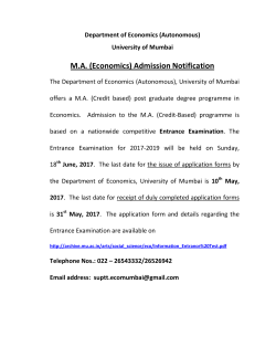 MA (Economics) Admission Notification
