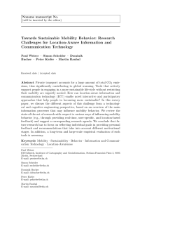 Towards Sustainable Mobility Behavior: Research