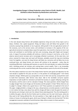 Investigating Changes in Sheep Production using Criteria of Profit