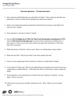Discussion Questions: &ldquo;The Next Generation&rdquo; 1. How would you