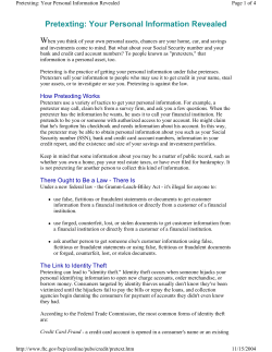 Pretexting: Your Personal Information Revealed