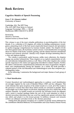 Cognitive Models of Speech Processing