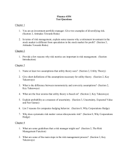 Finance 4354 Test Questions Chapter 1 You are an investment