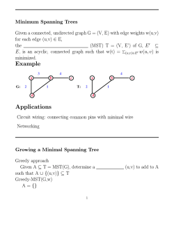Minimum Spanning Trees Given a connected, undirected graph G