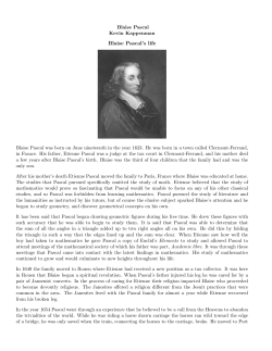 Blaise Pascal`s life - kobotis technologies, inc.