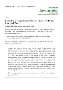 Production of Fungal Glucoamylase for Glucose Production