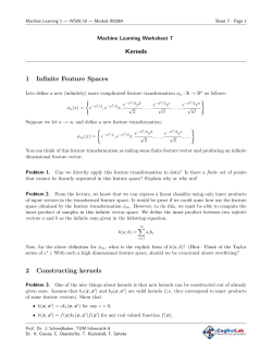 Kernels 1 Infinite Feature Spaces 2 Constructing kernels