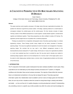 COGNITIVE PERSPECTIVES ON KNOWLEDGE MANAGEMENT