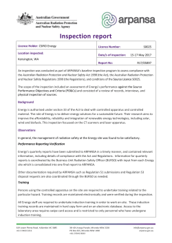 Inspection Report: CSIRO Energy