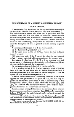 THE BOUNDARY OF A SIMPLY CONNECTED DOMAIN1 1. Prime