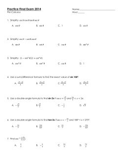 Practice Final Exam 2014