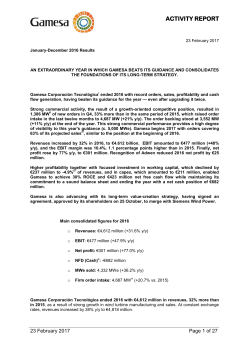 The Company submits the 2016 annual activity report.