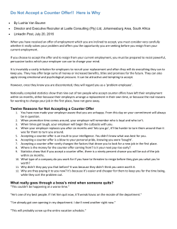 Do Not Accept a Counter Offer!! Here is Why