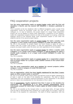 FAQ cooperation projects - Eacea