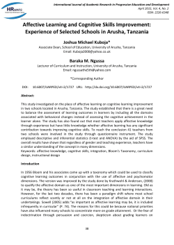 Affective Learning and Cognitive Skills Improvement