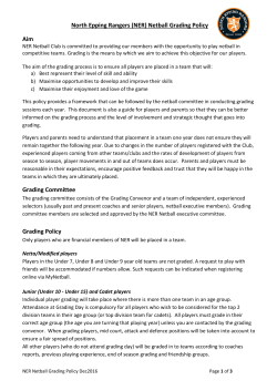 Netball Grading Policy Aim Grading Committee Grading Policy