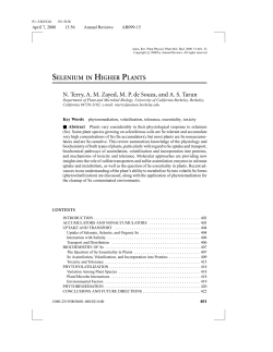 SELENIUM IN HIGHER PLANTS N. Terry, A. M. Zayed, M. P. de