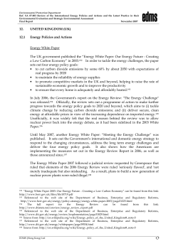 12. UNITED KINGDOM (UK) 12.1 Energy Policies and Actions