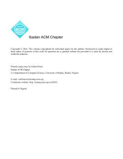 Ibadan ACM Chapter - CEUR Workshop Proceedings