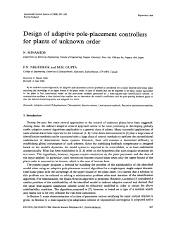 Design of adaptive pole-placement controllers for plants of unknown