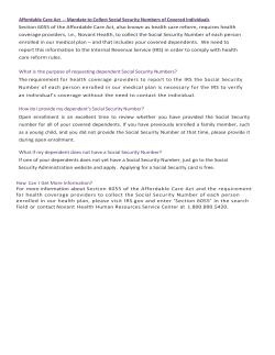 Affordable Care Act -- Mandate to Collect Social