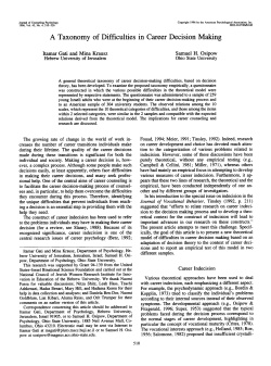A Taxonomy of Difficulties in Career Decision Making