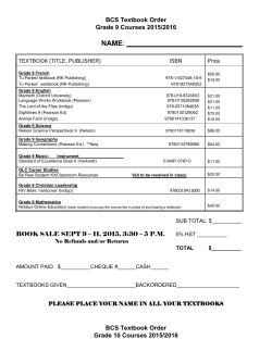 Grade 11 Courses 2015/2016 - Brampton Christian School