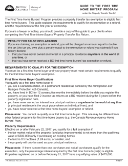 FIN 269 Guide, Guide to the First Time Home Buyers` Program