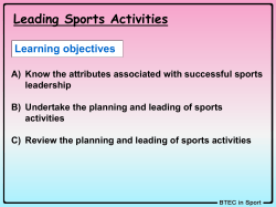 Review the planning and leading of sports